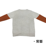 難燃 セーター（男性用）　麻×綿混　生成×レンガ